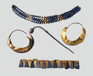 Sumerische sieraden uit een van de beroemde 